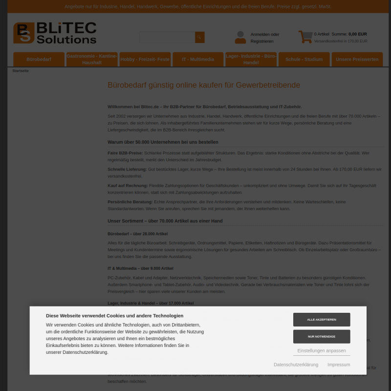 Bürobedarf, Schulbedarf und Schreibwaren für Gewerbekunden